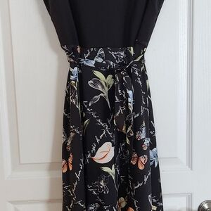 White House Black Market Black and Orange Sleeveless Sundress